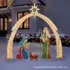 Adornos para Belén de Navidad Set de Pesebre Luminoso de Jesús Arreglo de Decoración de Cielo Estrellado para Patio Exterior