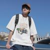 Moda americana retro ins marca de moda caricatura algodón camiseta de manga corta niños verano suelta high street talla grande camiseta