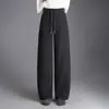 Pantalones de Lana de Pierna Ancha para Mujer, Nuevo Estilo Otoño 2026, Sueltos, Adelgazantes, de Cintura Alta Rectos, Pantalones Casuales Populares