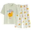 Pijamas de algodón de verano para mujer, jersey con estampado de dibujos animados, cuello redondo, cómodos, transpirables, ropa informal para el hogar, traje al por mayor transfronterizo