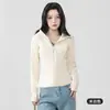 Chaqueta de yoga lulu primavera otoño top de yoga ropa para correr al aire libre fitness con capucha corte ajustado chaqueta deportiva mujer