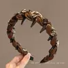 Diadema Melard de Color Café Ondulada de Caña Alta para Mujer, Diadema de Uso Diario con Dientes, Antideslizante, Pinza para el Cabello para Lavarse la Cara