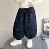 Pantalones de Forro Polar con Estampado Completo de Gatitos Estilo Coreano para Niñas Otoño/Invierno 2026 Nuevo Estilo Moda Infantil Pantalones Casuales Engrosados para Niña Pequeña