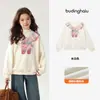 Roupa de Inverno Pudding Haru para Meninas, Moda Infantil Fashion, Nova Versátil Doce Blusa de Moletom Estampada para Crianças 2026