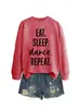 Come Duerme Baila Repite Amazon Ebay Sitio Independiente Sudadera Casual y Cómoda para Mujer Otoño e Invierno