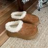 Zapatillas Birkenstock Blancas Retro de Suela Gruesa Forradas de Lana para Mujer 2025 Nuevo Otoño e Invierno Aumentadoras Cálidas de Lana y Algodón
