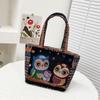 Bolso de lona bordado para mujer, estilo étnico, informal, tipo momia, pequeño, de tela