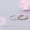 Anel de prata Nalan S925 feminino Mori redondo diamante incrustado personalizado folhas ajustável anel de dedo indicador J4448