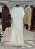 [Recomendação Principal] Vestido Midi de Malha com Patchwork de Seda Yuran 26 Novo Estilo Primavera/Verão com Toque de Pele Tencel Modal Manga Curta Cauda de Sereia
