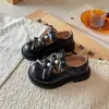 Zapatos de piel para niña, zapatos de princesa, estilo primavera y otoño, estilo princesa con lazo, zapatos de piel para niños de suela blanda, zapatos Mary Jane versátiles