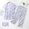 Pijama Feminino Verão Manga Curta Plus Size Magro Feminino Roupa de Casa Conjunto Fofo e Fresco de Cabelo