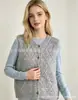 Chaleco de punto con cuello redondo, diseño calado, transpirable, estampado a cuadros, estilo europeo y americano transfronterizo de Amazon para mujer