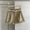 Shorts estilo minimalista coreano de cintura alta em linha A com cinto, calça social de Tencel com caimento, emagrecem e valorizam silhuetas petites