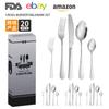 Vajilla transfronteriza de Amazon de acero inoxidable 1010 chapada en titanio, juego de 5 componentes y 20 piezas de cuchillo para bistec, tenedor y cuchara de estilo occidental
