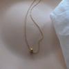 Collar Clásico Universal de Frijol de Oro Pequeño de Plata Esterlina S925 Chapado en Oro de 18K Cadena para Clavícula para Mujer Elegante Sencillo y Generoso Pequeño Fresco