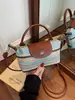 Bolso cruzado tejido de nicho de moda para mujer, bolso de paja, bolso de hombro de estilo casual, nuevo bolso de mano con bloques de color estilo coreano 2026