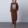 Traje deportivo casual engrosado con forro polar para mujer, novedad principios de invierno 2024, popular, hermoso, conjunto de suéter y pantalones