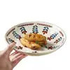 Juego de Platos para Uso Doméstico, Juego Pequeño de Cuenco y Plato Florales, Cuenco Estilo Retro Japonés, Palillos, Plato, Combinación de Platos, Vajilla de Cerámica de Alta Gama