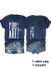 Playera Casual Europea y Americana Impresión de Slogan You Abe Transfronteriza Verano Cuello Redondo Manga Corta Tops Preconfeccionados para Mujer Pedidos de Exportación