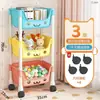 Estantería de Almacenamiento Pequeña con Carrito, Estantería de Piso para Snacks y Juguetes Infantiles del Hogar, Estante de Almacenamiento Móvil de Plástico Multicapa