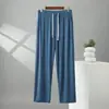Pantalones anchos de talla grande para hombre, ropa de casa, pantalones casuales fluidos, holgados y sencillos, nuevo estilo de modal fino de verano