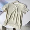 Camiseta Feminina Manga Curta Gola Dupla Simples Lixada Primavera Macia Elástica Slimming Camiseta Básica Versátil Casual Tendência