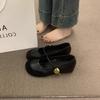 Zapatos de Noche Suaves de Moda Estilo Francés 2025 con Puntera Redonda Empalmada Aumento de Altura Mary Janes Zapatos de Ballet Zapatos de Una Sola Capa