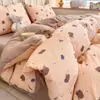 Juego de cuatro piezas de algodón de borla de grado A para maternidad e infancia, funda de edredón engrosada, sábana de algodón lavable para cama individual/doble, funda de edredón, sábana bajera juego de cuatro piezas