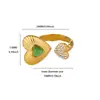 Lujo Ligero Retro Mariposa Ojo de Gato Piedra Natural Flor Anillo Acero Inoxidable Hermosa Hoja Anillo de Gama Alta Venta al por Mayor