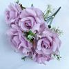 Flor Artificial Rosa Brillante Fénix de 7 Cabezas Planta Verde Artificial en Maceta Flor Decorativa para Salón de Bodas Decoración de Mesa para Interiores