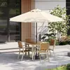 Mesas y Sillas de Plástico Madera Anticorrosivas para Exteriores, Mesas y Sillas de Comedor de Ocio para Patio y Jardín, Juego de Mesa y Sillas de Té al Aire Libre para Terraza de Villa