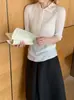 Suéter de lana de una pieza sin costuras, hilado en la isla con lana Merino de hilado fino, con cuello tipo polo, top de punto de manga media, delgado para otoño, 48 unidades