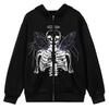 Street Hip Hop Angel Borboleta Impresso Preto Zip Hoodie Mulheres 2022 y2k Harajuku Jaqueta Suéter Feminino