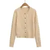 Fs631-25 Novo Estilo Outono Estilo Europeu e Americano Estilo Blogger Ins Tricô Cardigan de Manga Longa Gola Redonda Trançado de Botão Único