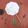 Ventoinha Hanfu em formato de flor, ventoinha feminina para dança antiga, pequena ventoinha redonda, ventoinha de rede vermelha com cabo longo DIY, suprimento para barraca de discoteca