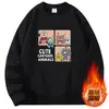 Sudadera de cuello redondo para hombre, forrada de forro polar para otoño e invierno, engrosada, cálida y resistente al frío, camisa de manga larga estampada, top de hombre moderno y versátil