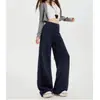 Pantalones casuales versátiles de pierna ancha estrecha de cintura alta de principios de otoño, versión serie LU, pantalones de tela Yaseel simples y elegantes