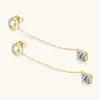 Pendientes de Cadena Moissanita de Moda Estilo Europeo y Americano, Pendientes de Botón Únicos y de Alta Gama de Plata de Ley S925 para Mujeres Venta al por Mayor