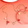 Joyería transfronteriza de San Valentín más vendida Aretes de flor de rosa roja Collar de corazón Conjunto Aretes de San Valentín europeos y americanos