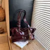 Bolso Tote de Cuero con Cera de Aceite Estilo Coreano, Bolso de Hombro Grande de Alta Gama para Viajes y Uso Diario, Bolso de Hombro Portátil Sencillo de Color Sólido para Mujer