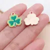 Llavero Colgante Serie Gnomo Trébol de Cuatro Hojas Aleación de Zinc con Goteo de Aceite Verde Accesorio Piezas de Joyería Hechas a Mano para DIY