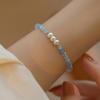 Pulsera de Perlas de Agua Dulce Naturales Color Aguamarina para Mujer, Estilo de Gama Alta de Nicho, Nueva Joyería de Pulsera de Cristal Estilo Chino de Verano al por Mayor