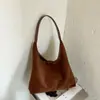 Bolso de Terciopelo Gamuzado para Mujer 2026 Nuevo Estilo Tendencia Otoño Retro Milanés Bolso Tote para el Trabajo Bolso de Hombro de Gran Capacidad