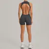 Ropa de Yoga al por Mayor Transfronteriza, Media Cremallera, Espalda Profundamente Descubierta, Mono Ajustado de una Pieza, Ropa de Fitness Adelgazante para Mujer, Dropshipping