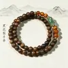Pulsera de palisandro negro de 6 mm con doble bucle y cuentas de bambú verde, cuentas de oración budistas simples, joyería decorativa, artículos culturales y artísticos al por mayor