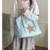 Bolso de Gran Capacidad para Mujer Otoño Retro Estrella Bolso de Hombro para Viaje al Trabajo 2026 Nuevo Bolso Tote de un Solo Hombro para Mujer Azul Marino