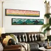 Pintura decorativa para sala de estar de estilo vintage francés con textura, pintura para colgar en la pared de fondo de sofá estilo mediados de siglo, mural combinado de franjas horizontales