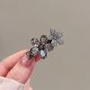 Horquilla de pelo de diamantes de cristal de alta calidad estilo retro de Corea del Sur con dulce temperamento y flor de diamantes de imitación con clip lateral, pinza para flequillo femenino