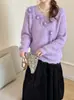 Nuevo Suéter de Punto Estilo Coreano Holgado para Otoño/Invierno 2026 con Diseño Floral Tridimensional, Suéter Suave y Acogedor para Mujer