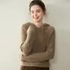 Novo moletom de cashmere outono e inverno para mulheres, suéter de cashmere pulôver de manga comprida fashion e casual com capuz
